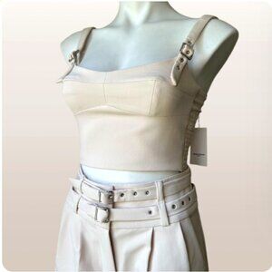 AMANDA UPRICHARD 2 pc Paneled Bralette Crop Top & Wide Leg Trouser Set, XS NWT